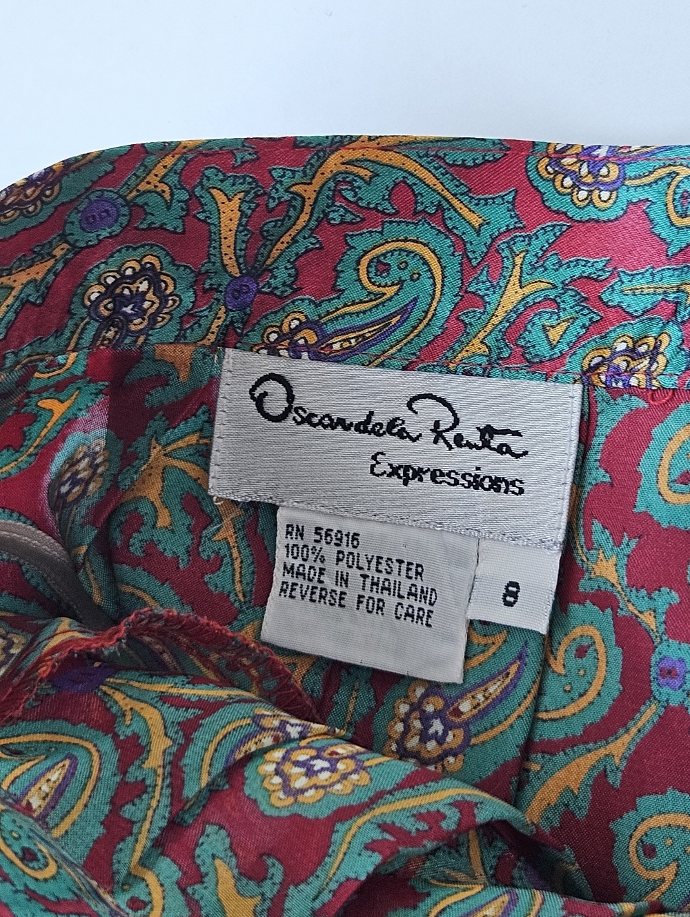 Oscar De La Renta Expressions Vintage  Paisley Print Pleated Long Skirt - Picture 10 of 16
